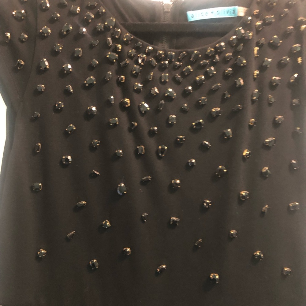 Alice + Olivia peplum and fringe cocktail dress